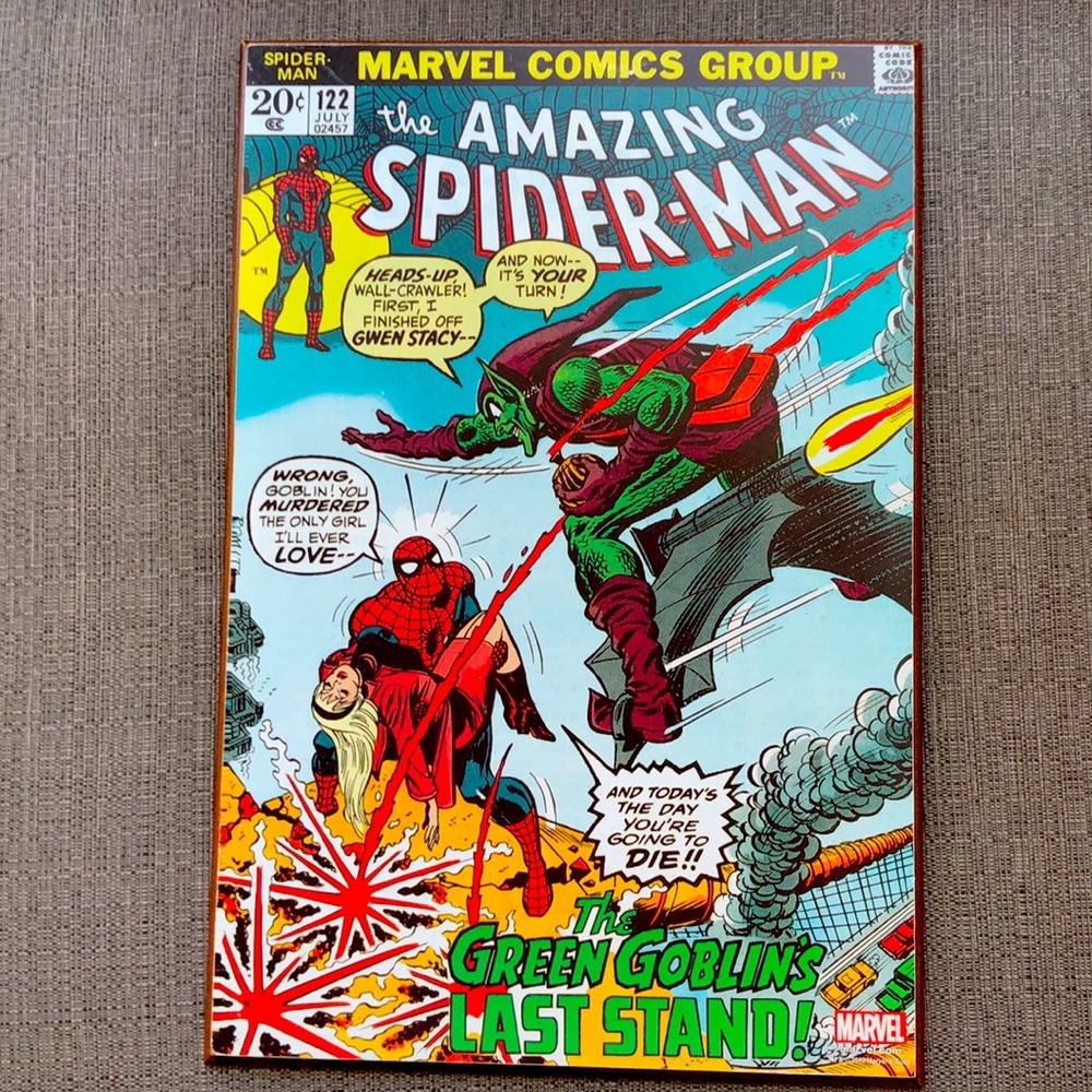 Amazing Spider Man art.  Vintage comic plaque.